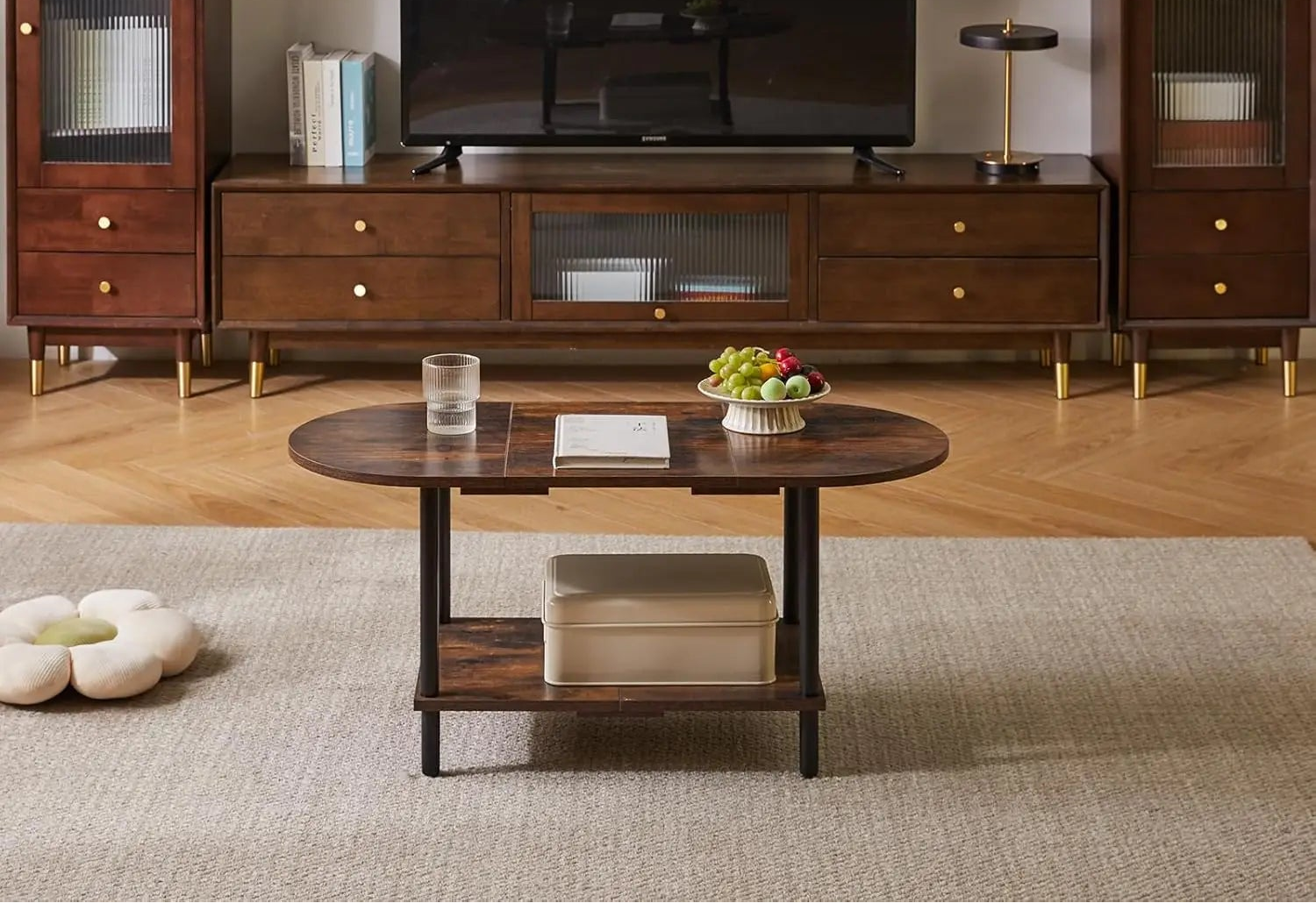 Petite table basse en bois – 2 étagères