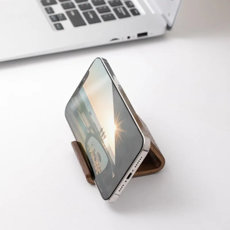 Support téléphone en bois massif noyer