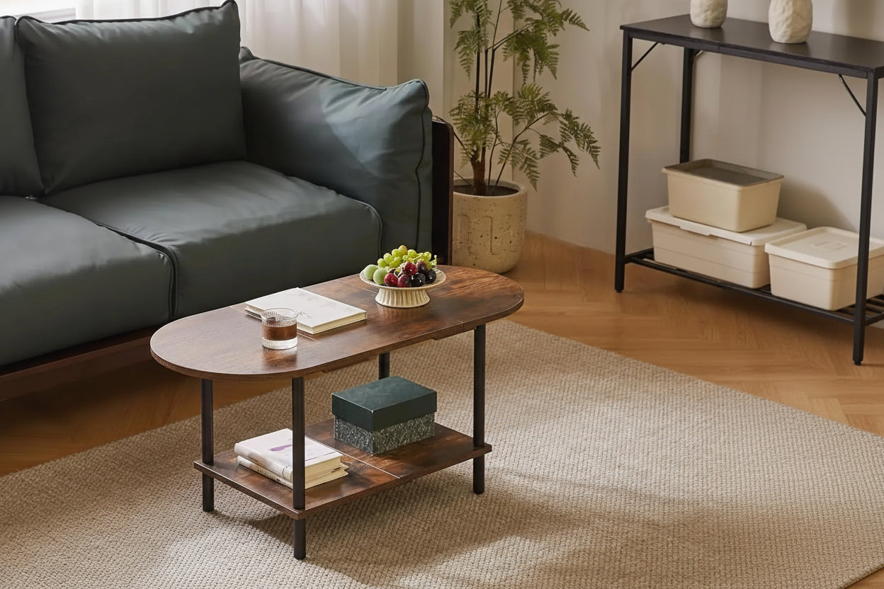 Petite table basse en bois – 2 étagères